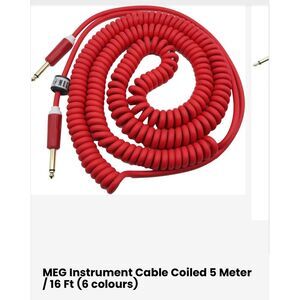 MEG red Instrument Cable Coiled 5‎ Meter / 16 Ft